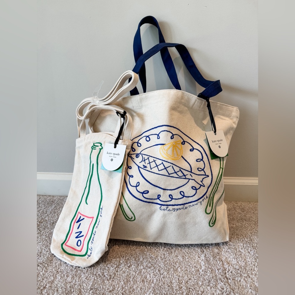 Kate spade Target canvas tote and wine bag